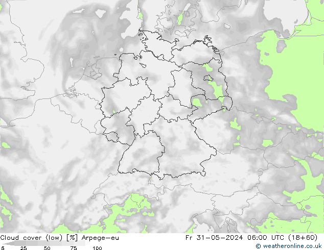 Cloud cover (low) Arpege-eu Fr 31.05.2024 06 UTC