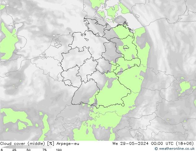 nuvens (médio) Arpege-eu Qua 29.05.2024 00 UTC