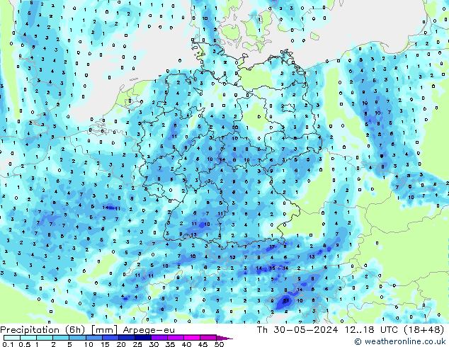 Nied. akkumuliert (6Std) Arpege-eu Do 30.05.2024 18 UTC