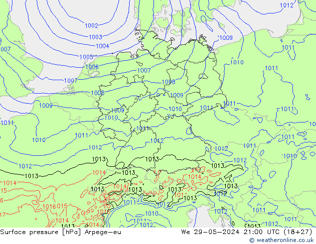 Bodendruck Arpege-eu Mi 29.05.2024 21 UTC