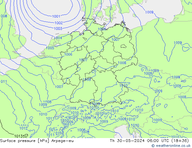 Surface pressure Arpege-eu Th 30.05.2024 06 UTC