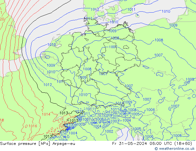 Surface pressure Arpege-eu Fr 31.05.2024 06 UTC