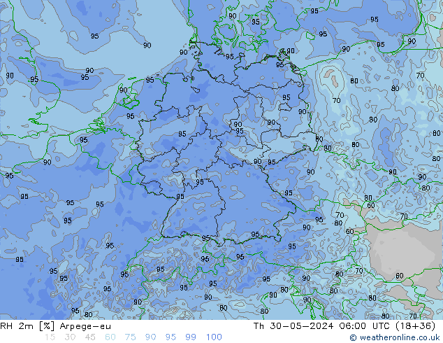 RH 2m Arpege-eu Do 30.05.2024 06 UTC