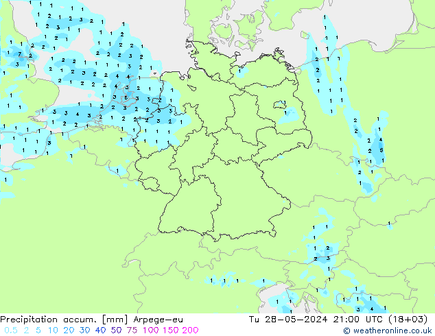 Precipitación acum. Arpege-eu mar 28.05.2024 21 UTC