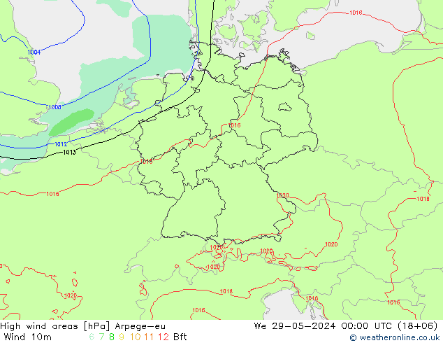 Windvelden Arpege-eu wo 29.05.2024 00 UTC