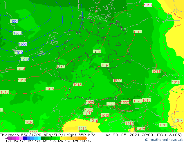 Schichtdicke 850-1000 hPa Arpege-eu Mi 29.05.2024 00 UTC