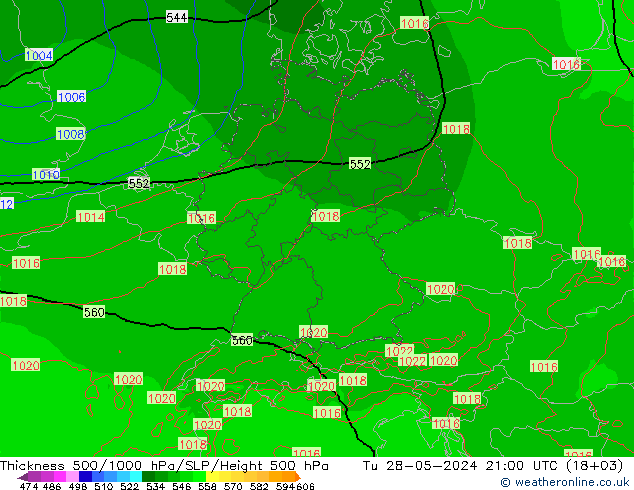 Thck 500-1000hPa Arpege-eu Tu 28.05.2024 21 UTC