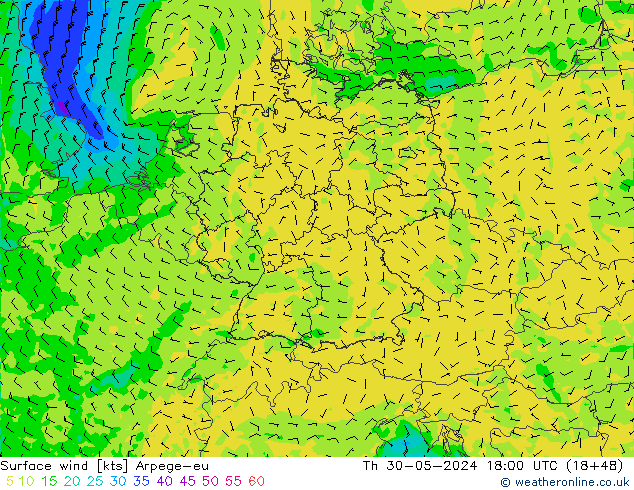 Bodenwind Arpege-eu Do 30.05.2024 18 UTC