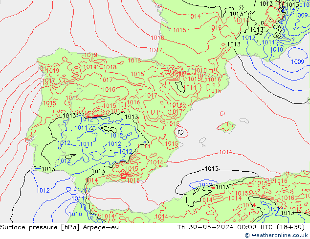 pressão do solo Arpege-eu Qui 30.05.2024 00 UTC