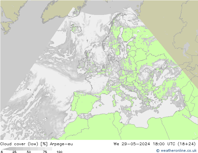 Bewolking (Laag) Arpege-eu wo 29.05.2024 18 UTC