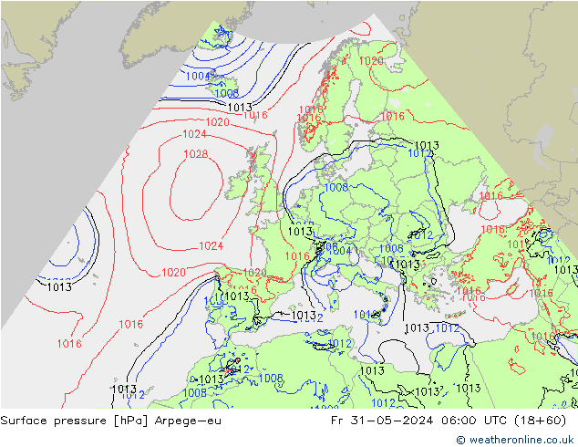 Yer basıncı Arpege-eu Cu 31.05.2024 06 UTC