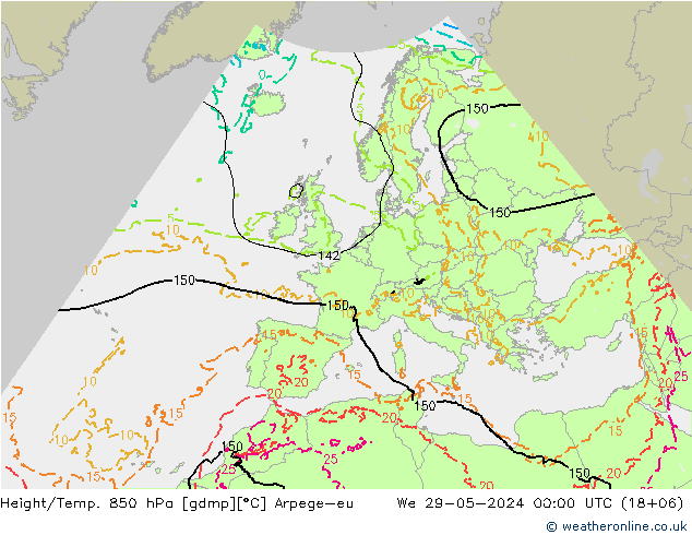 Height/Temp. 850 hPa Arpege-eu We 29.05.2024 00 UTC