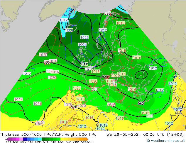 Thck 500-1000hPa Arpege-eu St 29.05.2024 00 UTC