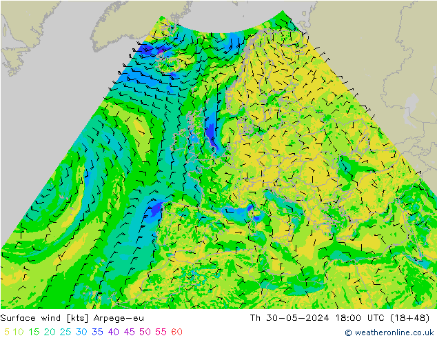 Bodenwind Arpege-eu Do 30.05.2024 18 UTC