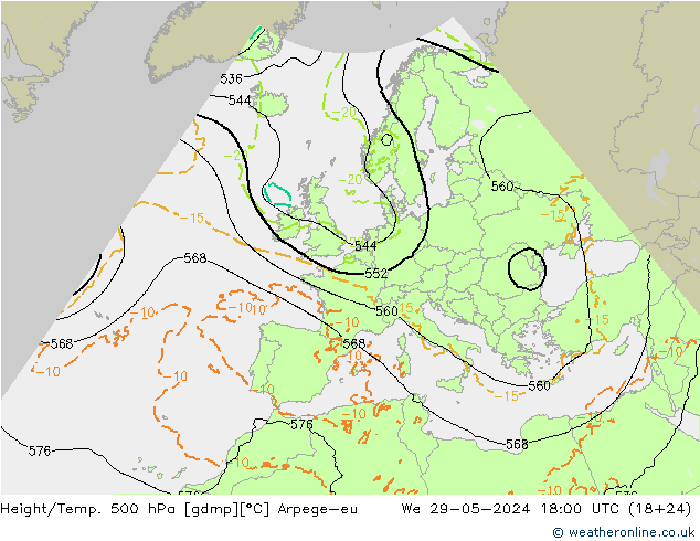 Height/Temp. 500 hPa Arpege-eu St 29.05.2024 18 UTC