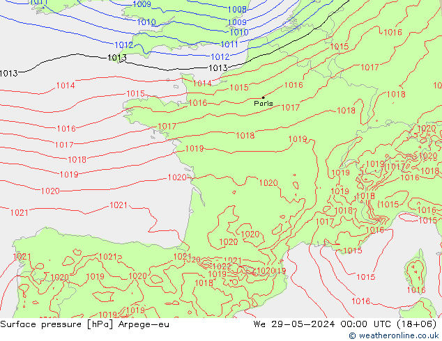 Bodendruck Arpege-eu Mi 29.05.2024 00 UTC