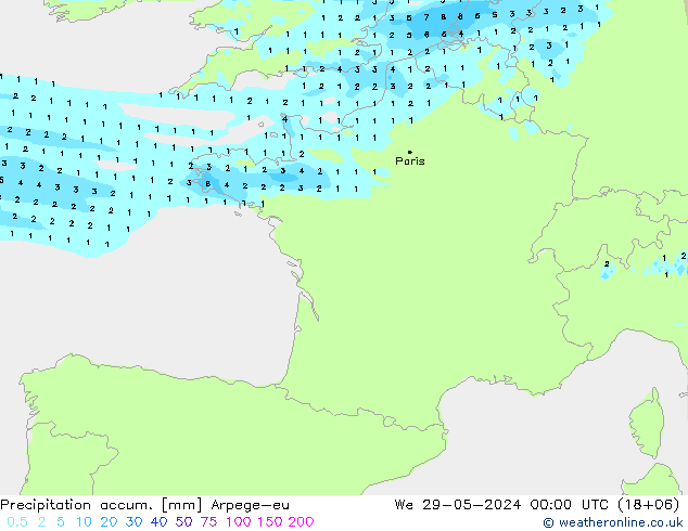 Precipitation accum. Arpege-eu We 29.05.2024 00 UTC