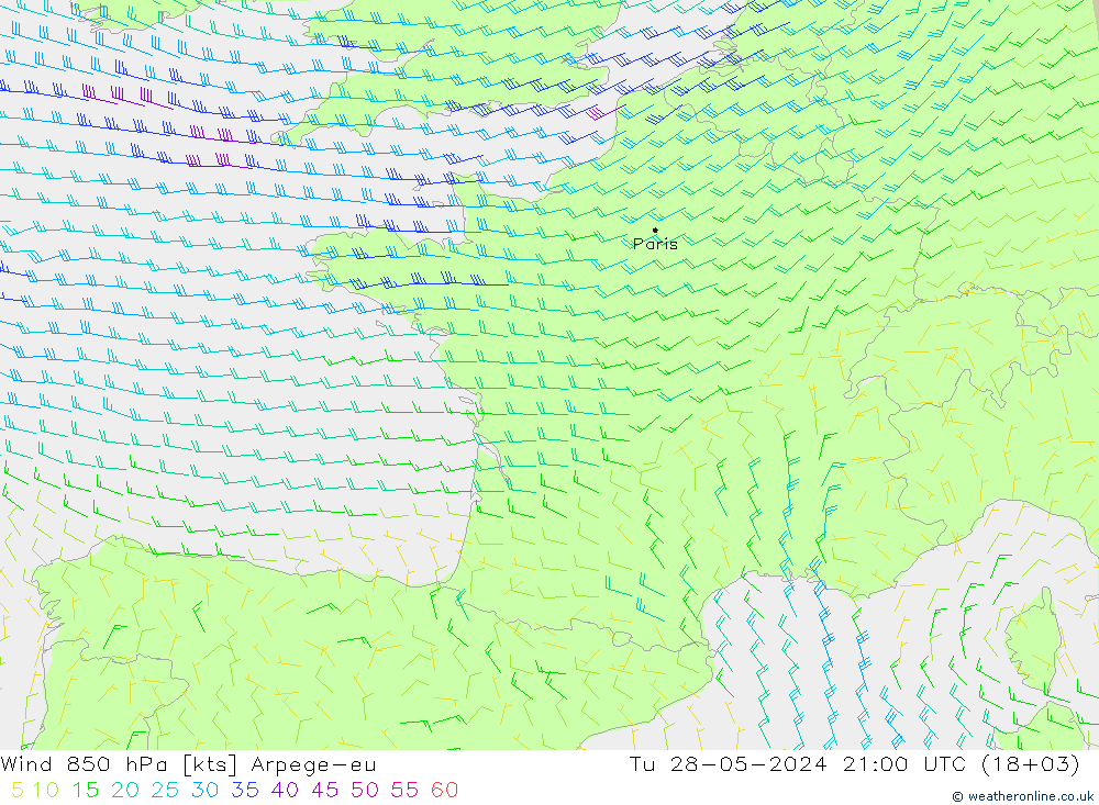 Wind 850 hPa Arpege-eu di 28.05.2024 21 UTC