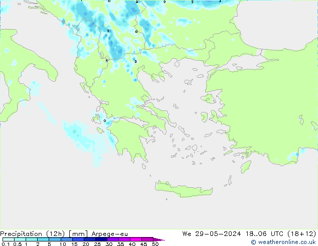 Precipitazione (12h) Arpege-eu mer 29.05.2024 06 UTC