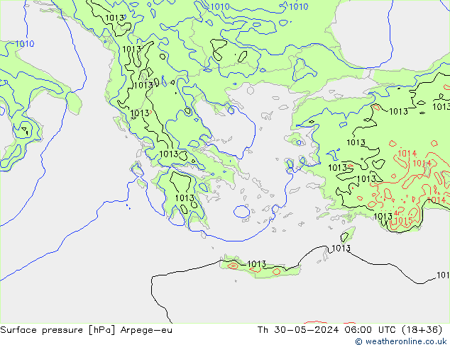 приземное давление Arpege-eu чт 30.05.2024 06 UTC