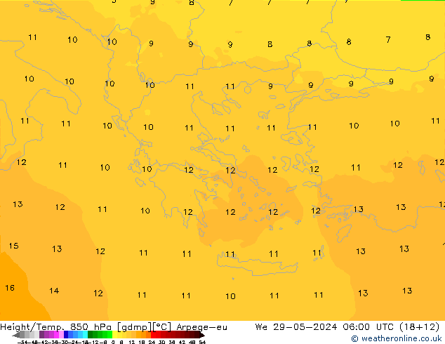 Height/Temp. 850 hPa Arpege-eu Qua 29.05.2024 06 UTC