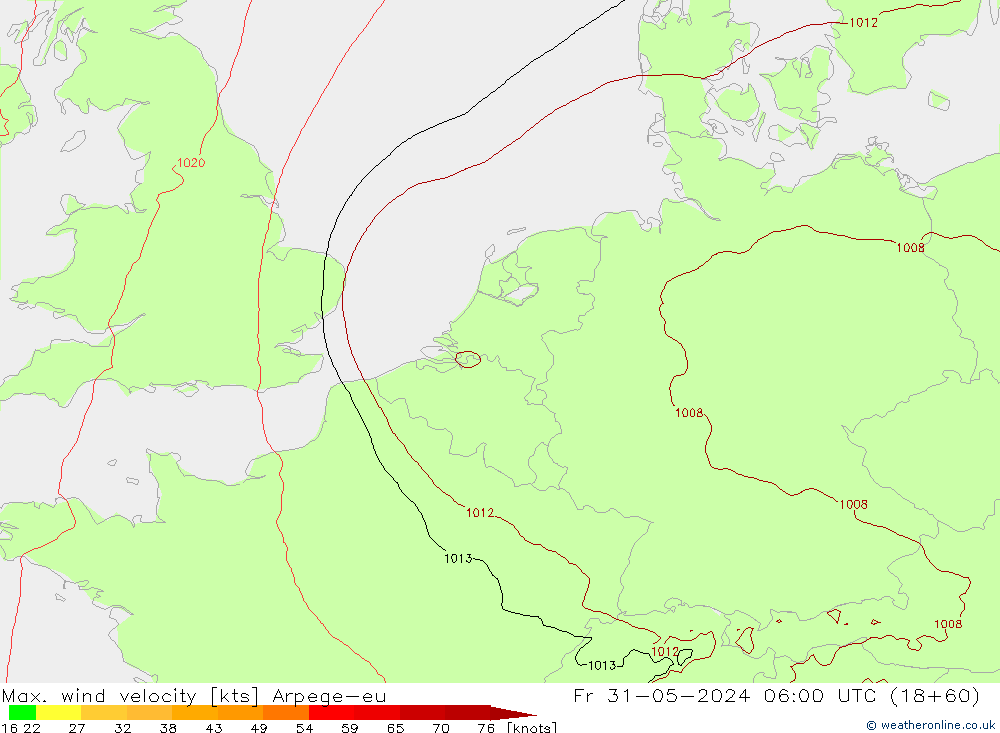Maks. Rüzgar Hızı Arpege-eu Cu 31.05.2024 06 UTC