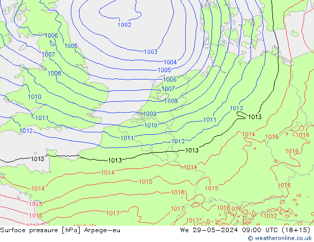 pressão do solo Arpege-eu Qua 29.05.2024 09 UTC