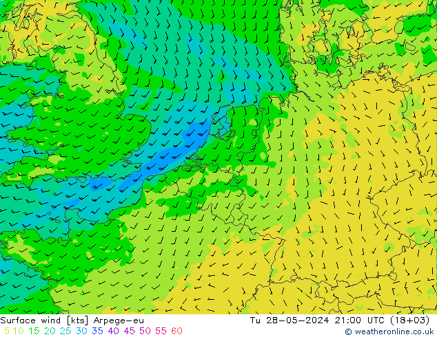 Bodenwind Arpege-eu Di 28.05.2024 21 UTC