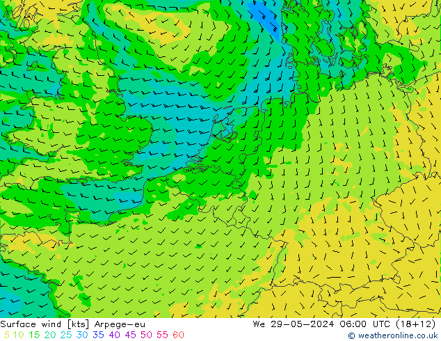 Bodenwind Arpege-eu Mi 29.05.2024 06 UTC