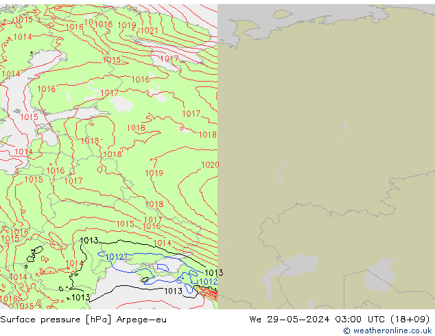 pressão do solo Arpege-eu Qua 29.05.2024 03 UTC