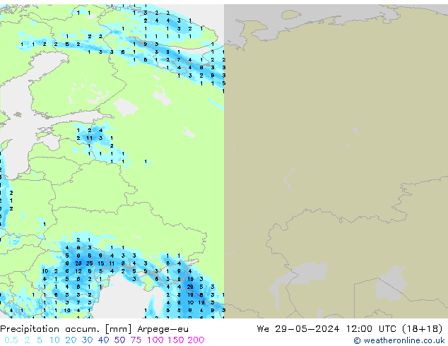 Precipitation accum. Arpege-eu We 29.05.2024 12 UTC