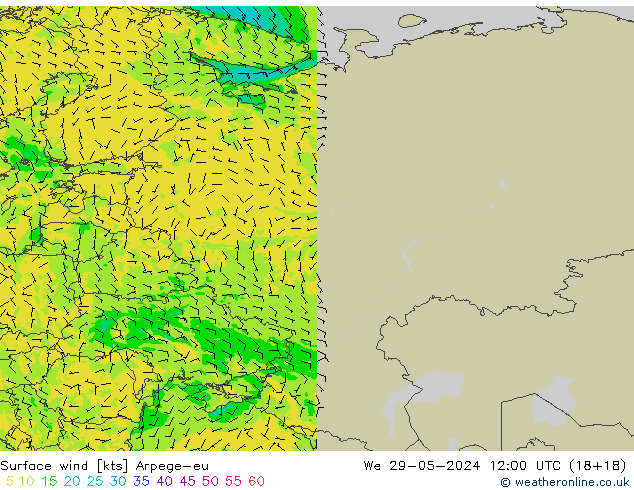 Surface wind Arpege-eu We 29.05.2024 12 UTC