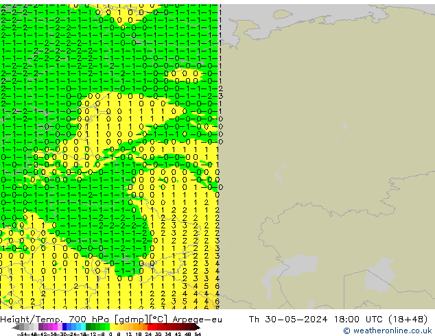 Height/Temp. 700 hPa Arpege-eu Qui 30.05.2024 18 UTC