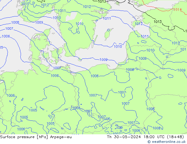 Luchtdruk (Grond) Arpege-eu do 30.05.2024 18 UTC