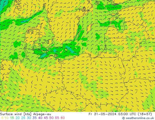 Bodenwind Arpege-eu Fr 31.05.2024 03 UTC