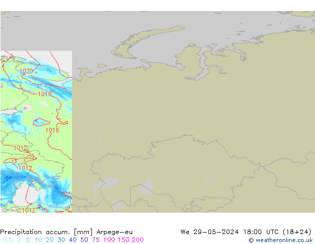 Precipitation accum. Arpege-eu  29.05.2024 18 UTC