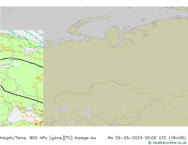 Height/Temp. 850 hPa Arpege-eu mer 29.05.2024 00 UTC