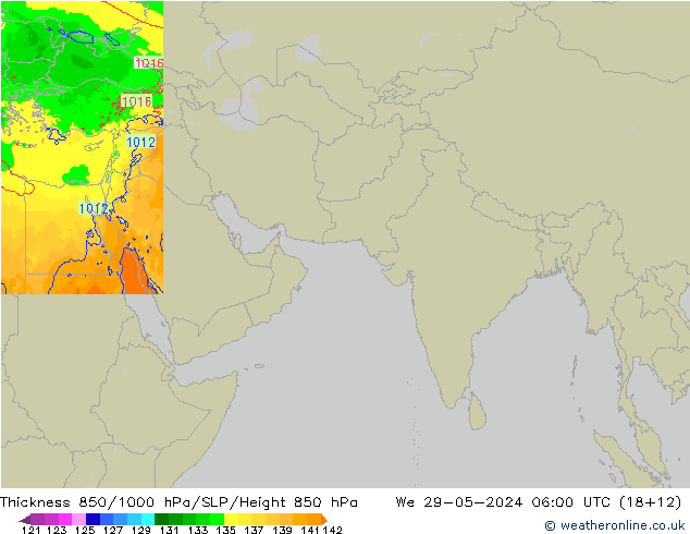 Schichtdicke 850-1000 hPa Arpege-eu Mi 29.05.2024 06 UTC