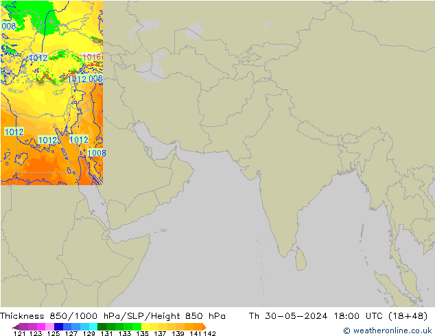 Thck 850-1000 hPa Arpege-eu Th 30.05.2024 18 UTC