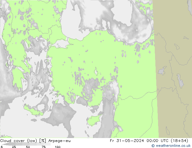 Nuages (bas) Arpege-eu ven 31.05.2024 00 UTC