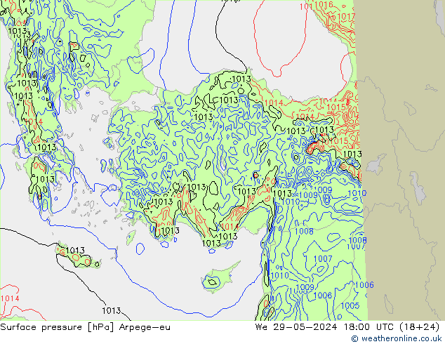 pression de l'air Arpege-eu mer 29.05.2024 18 UTC