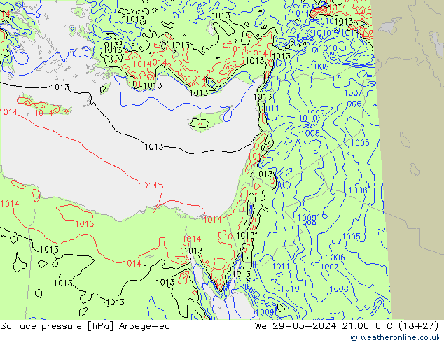 pression de l'air Arpege-eu mer 29.05.2024 21 UTC