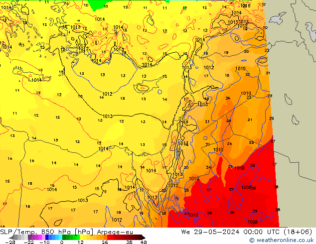 SLP/Temp. 850 hPa Arpege-eu Qua 29.05.2024 00 UTC