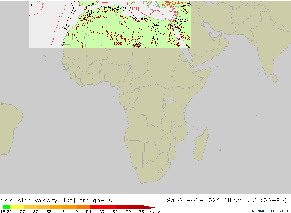 Max. wind velocity Arpege-eu so. 01.06.2024 18 UTC