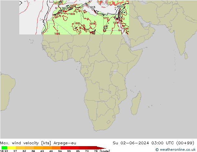 Max. wind velocity Arpege-eu Su 02.06.2024 03 UTC