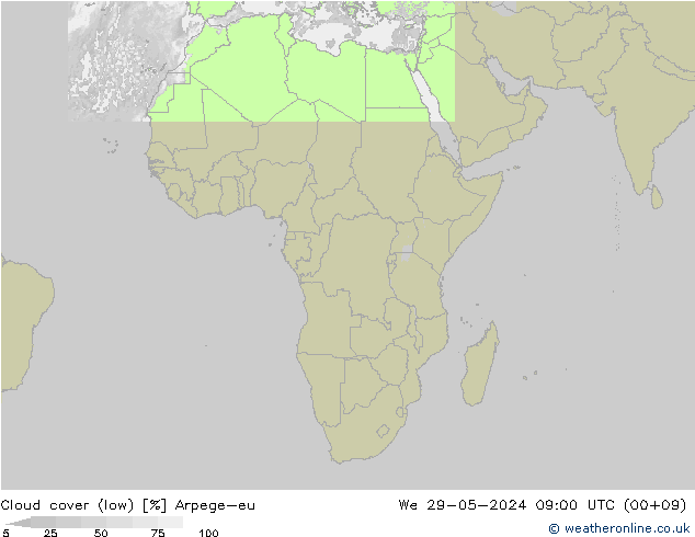 Nuages (bas) Arpege-eu mer 29.05.2024 09 UTC