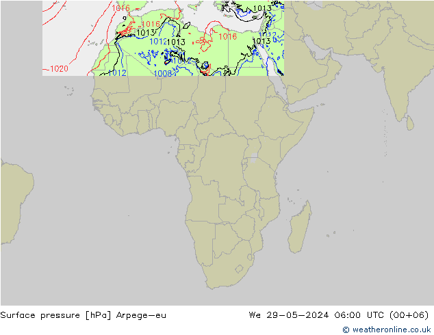 pressão do solo Arpege-eu Qua 29.05.2024 06 UTC