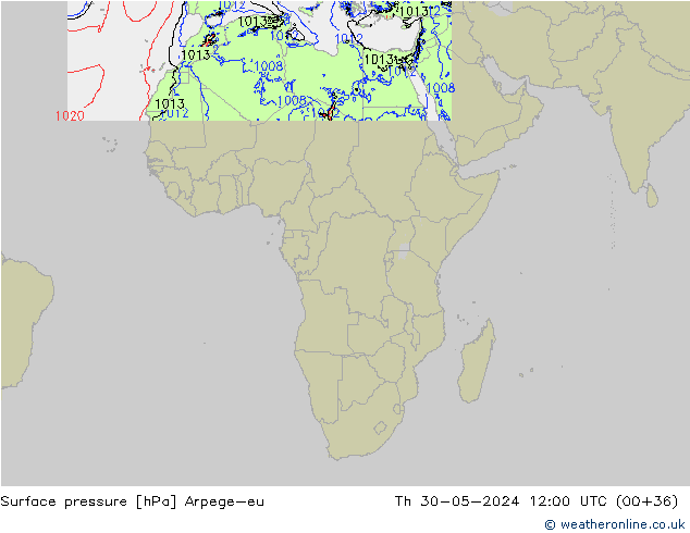 Surface pressure Arpege-eu Th 30.05.2024 12 UTC