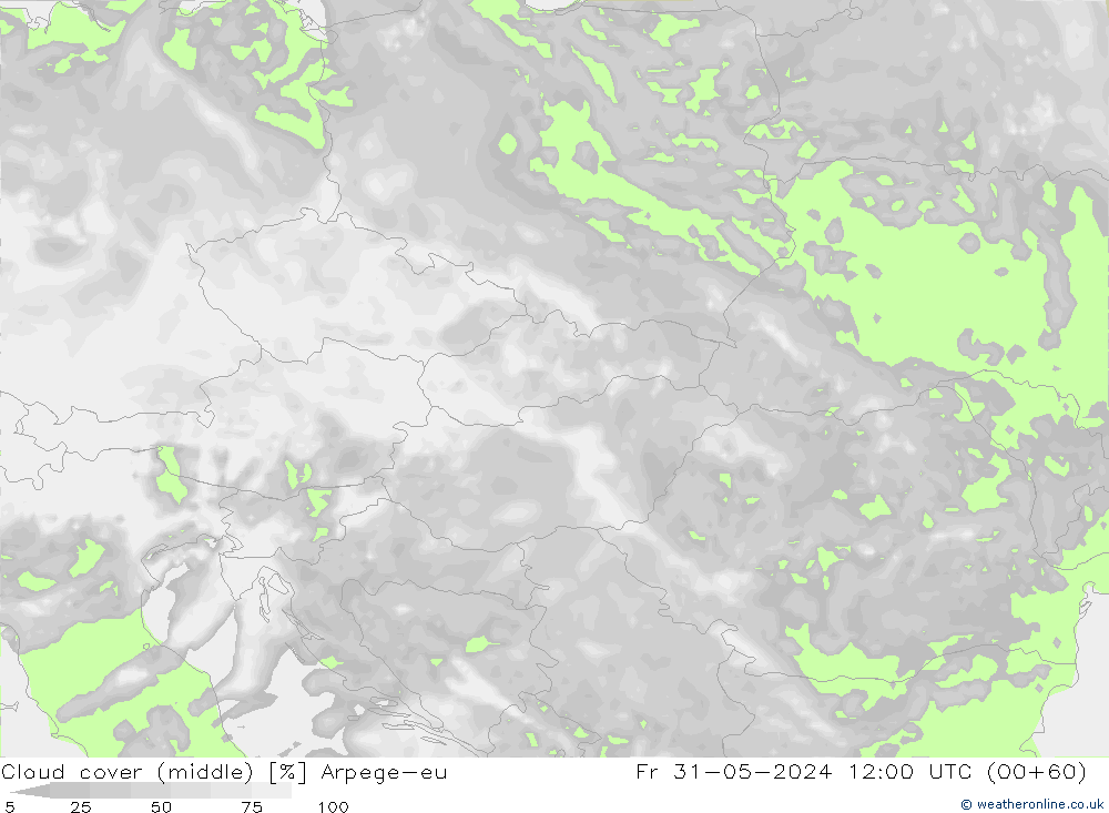Cloud cover (middle) Arpege-eu Fr 31.05.2024 12 UTC
