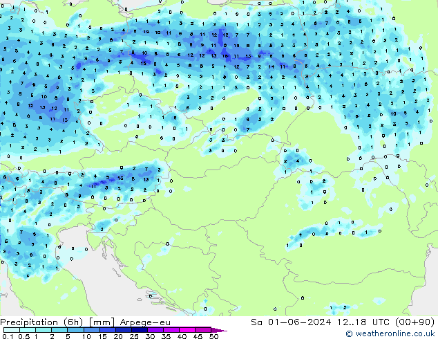 Precipitation (6h) Arpege-eu Sa 01.06.2024 18 UTC